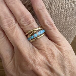 💜  Melinda Maria Oh She Fancy Stacked Blue Opal Ring - Size 6